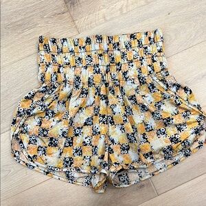 Free People High Waist Yellow and Orange Shorts